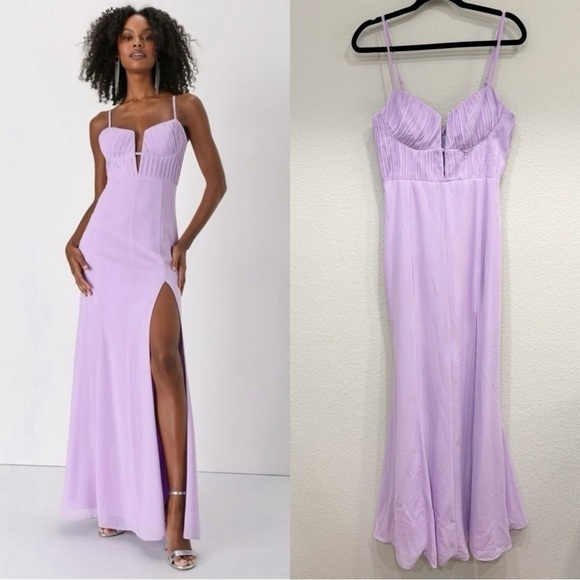 Lulus Dresses & Skirts - NWOT Lulus Sweetest Splendor Lilac Sleeveless Pleated Bustier Maxi‎ Dress